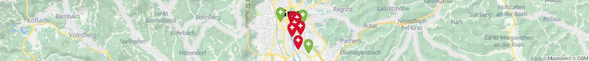 Map view for Pharmacies emergency services nearby Jakomini (Graz (Stadt), Steiermark)